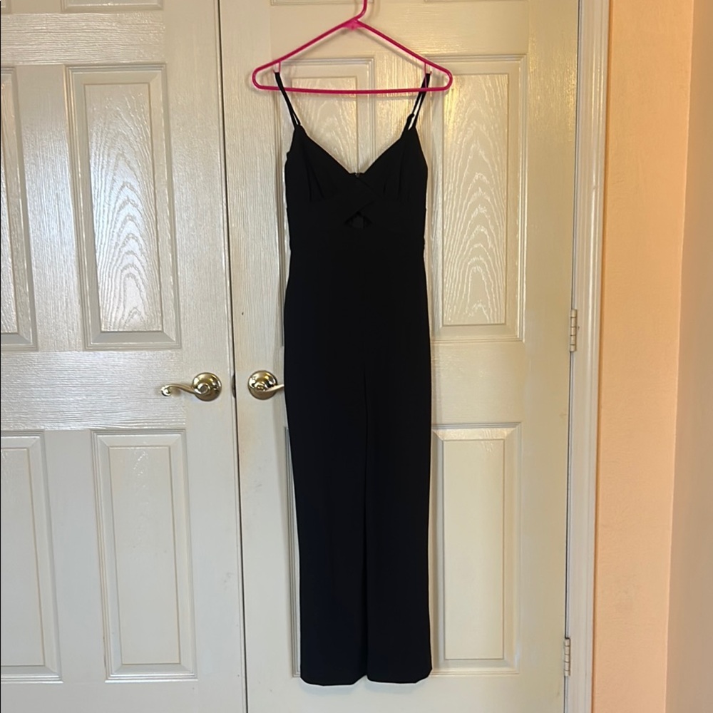 Black Spaghetti Strap Slip Jumpsuit Cocktail